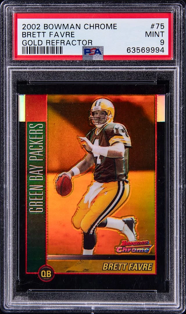 2002 Bowman Chrome Brett Favre Gold Refractor #75 card image