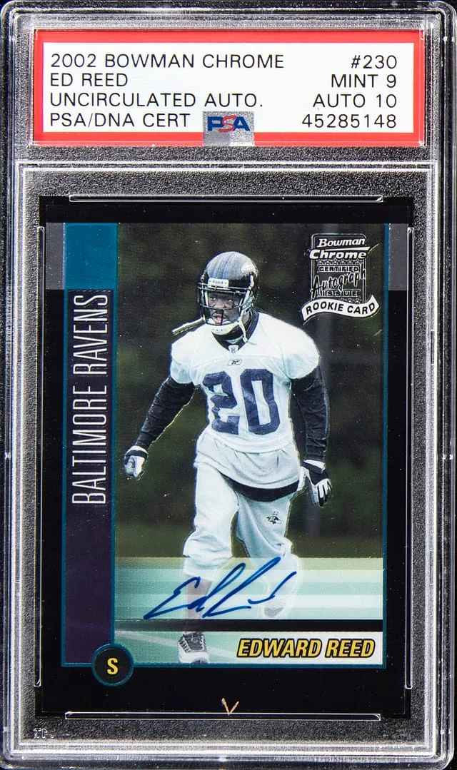 2002 Bowman Chrome Ed Reed Uncirculated Autograph #230 card image