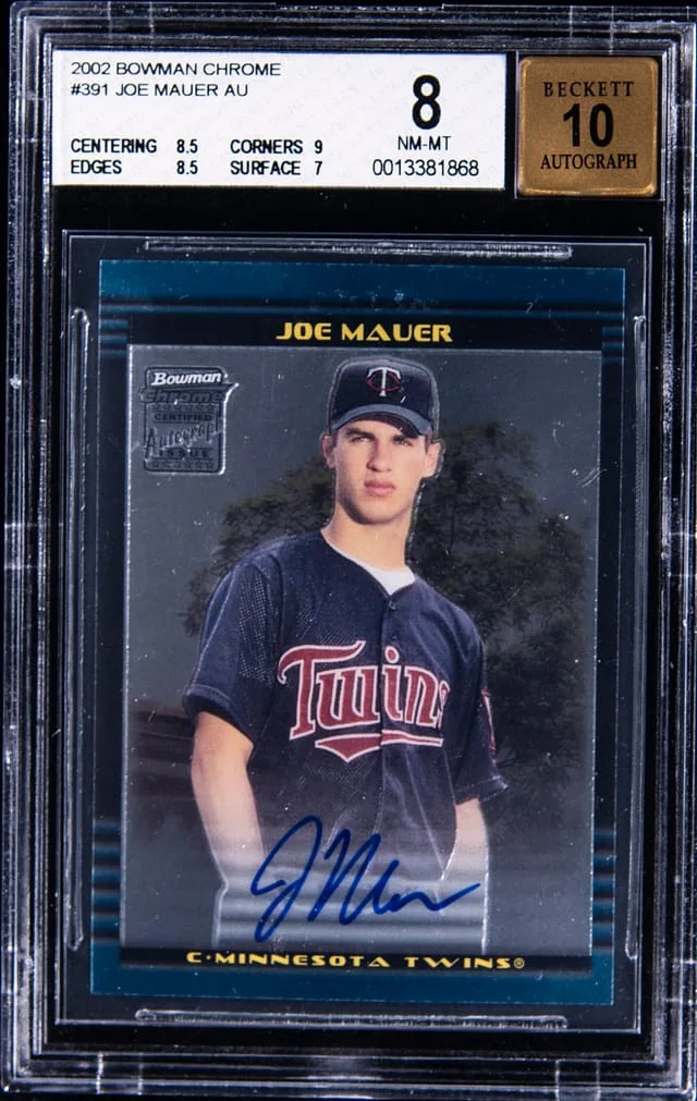 2002 Bowman Chrome Joe Mauer Autographed #391 card image