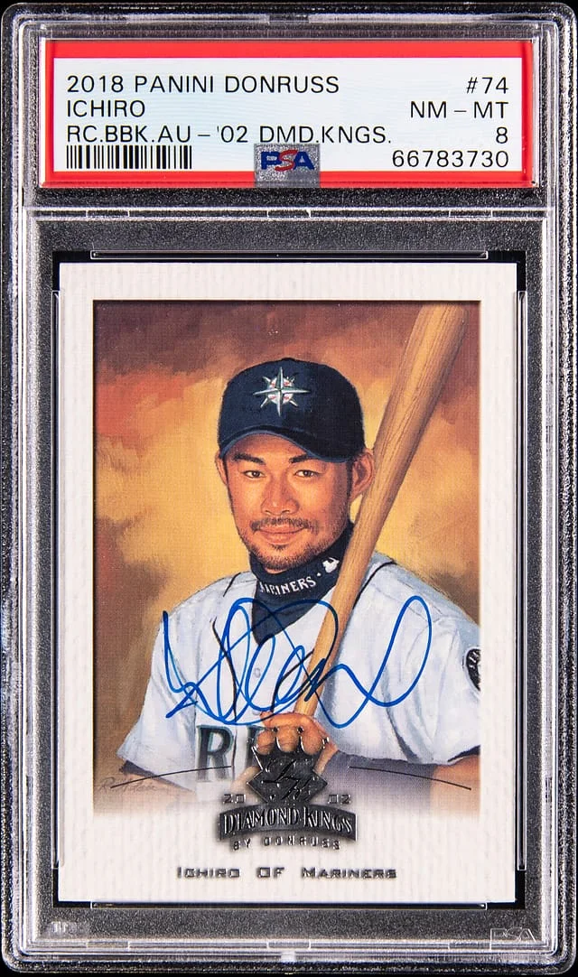 2002 Donruss Diamond Kings Ichiro 18 Panini Donruss Recollection Collection Buyback Autograph #74 card image
