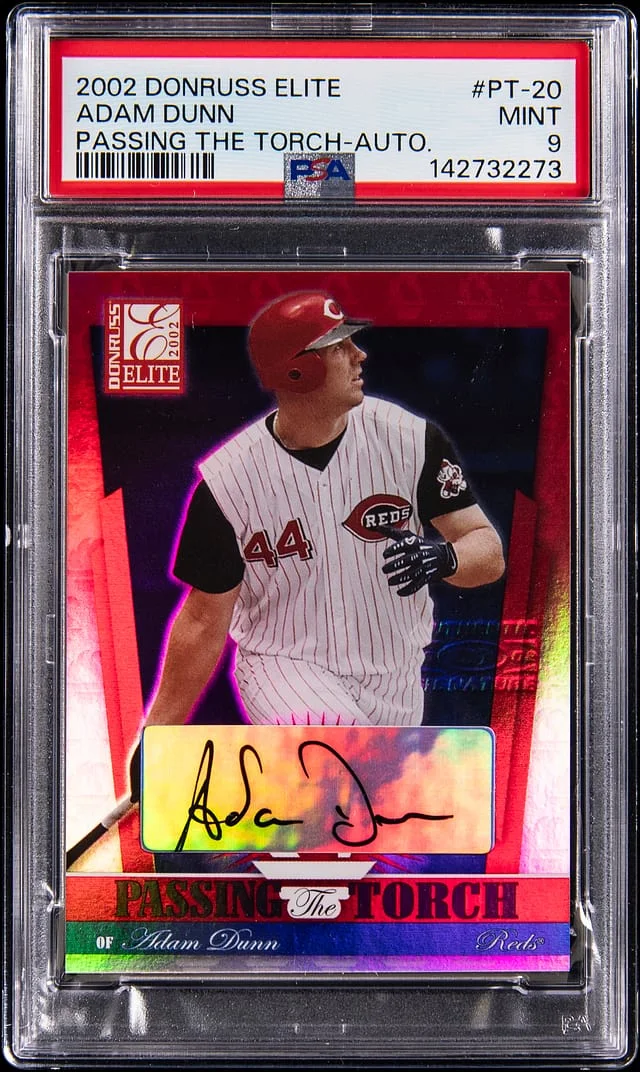 2002 Donruss Elite Adam Dunn Passing The Torch Autograph #PT-20 card image