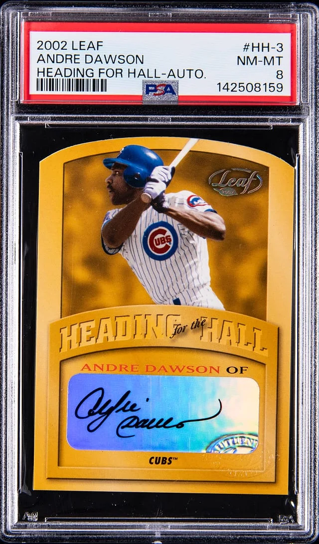 2002 Donruss Leaf Andre Dawson Heading For The Hall Autographs #HH-3 card image