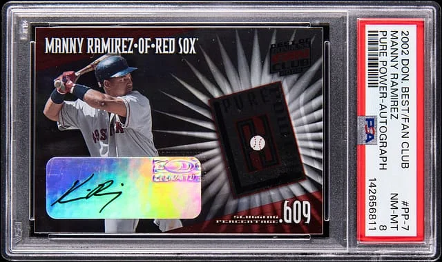 2002 Donruss Manny Ramirez Best of Fan Club Pure Power Autograph #PP-07 card image