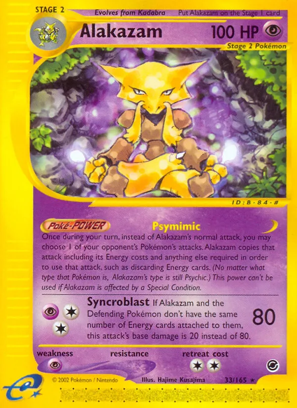 2002 Expedition Base Set Alakazam #033/165 Rare card image
