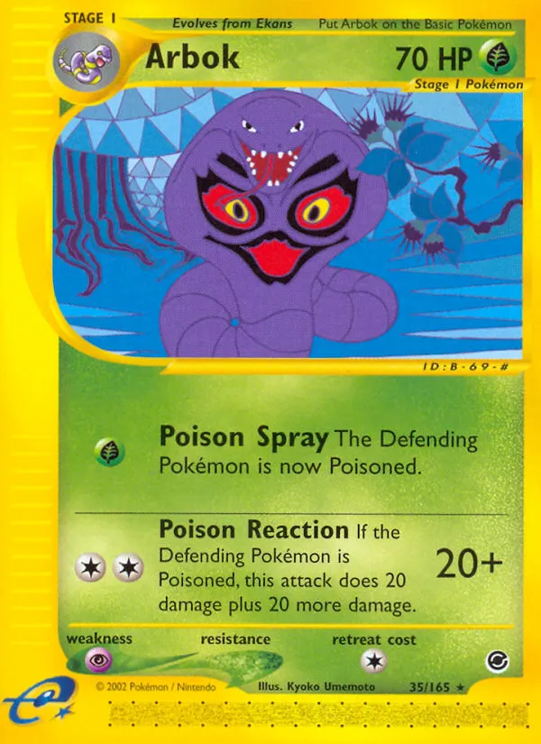 2002 Expedition Base Set Arbok #003/165 Rare Holo card image