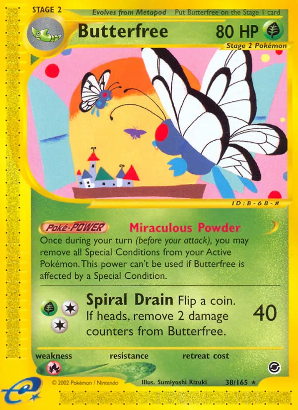 2002 Expedition Base Set Butterfree #038/165 Rare card image