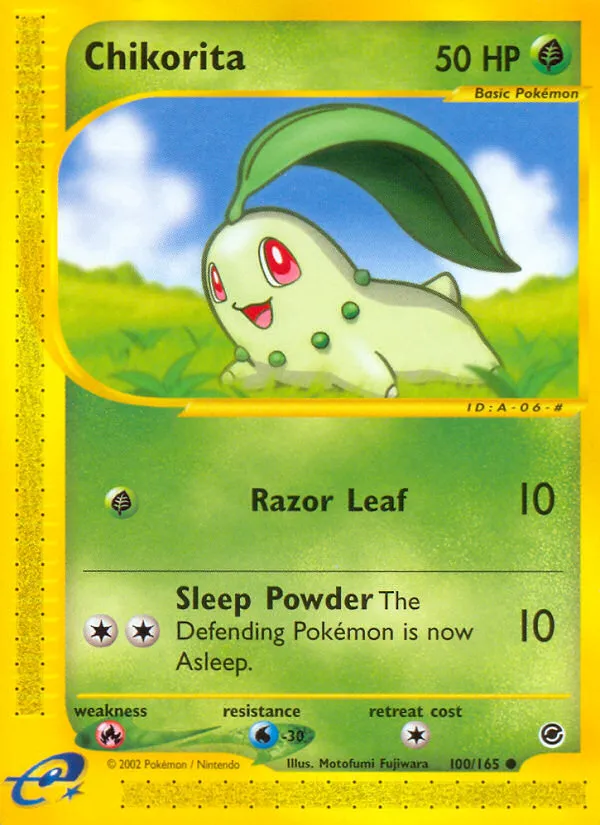 2002 Expedition Base Set Chikorita #100/165 Common card image
