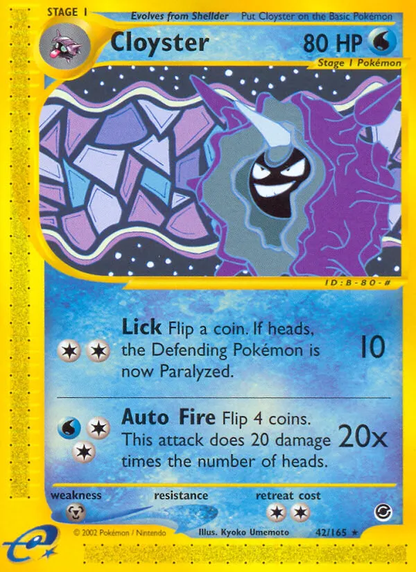 2002 Expedition Base Set Cloyster #042/165 Rare card image