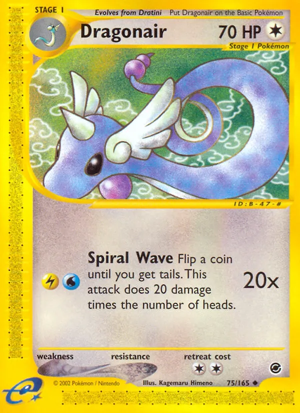 2002 Expedition Base Set Dragonair Uncommon #075/165 Uncommon card image