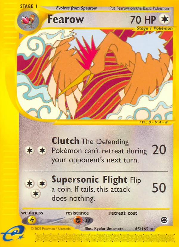 2002 Expedition Base Set Fearow #045/165 Rare card image