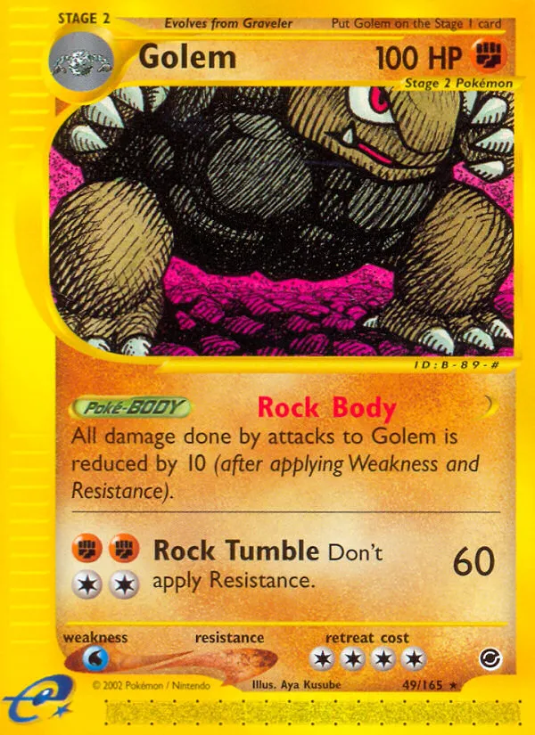 2002 Expedition Base Set Golem Rare Holo #014/165 Rare Holo card image