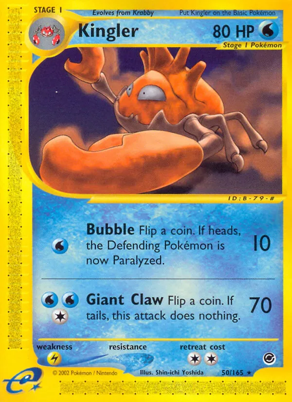 2002 Expedition Base Set Kingler #050/165 Rare card image