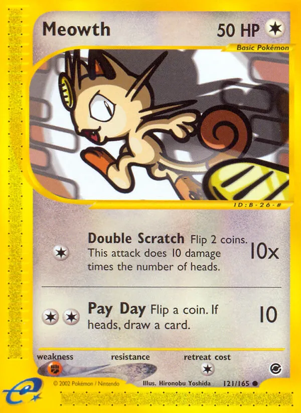 2002 Expedition Base Set Meowth Common #121/165 Common card image