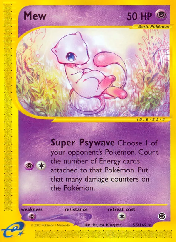 2002 Expedition Base Set Mew #055/165 Rare card image