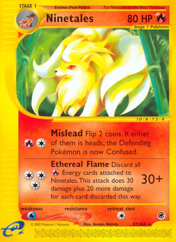 2002 Expedition Base Set Ninetales #057/165 Rare card image
