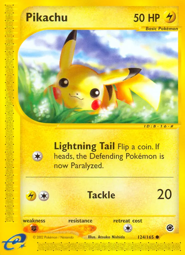 2002 Expedition Base Set Pikachu Common #124/165 Common card image