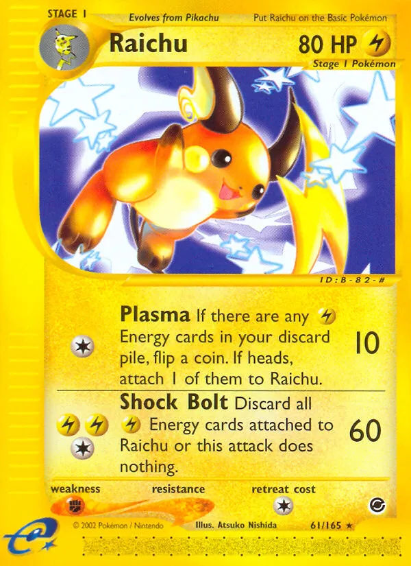 2002 Expedition Base Set Raichu #061/165 Rare card image