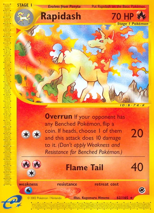 2002 Expedition Base Set Rapidash Rare Holo #026/165 Rare Holo card image