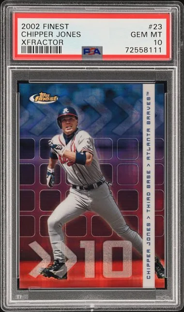 2002 Finest Chipper Jones Xfractor #23 card image