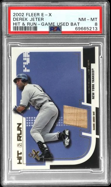 2002 Fleer E-X HIT & Run HIT & Run-Game Used Bat Derek Jeter #no-number card image