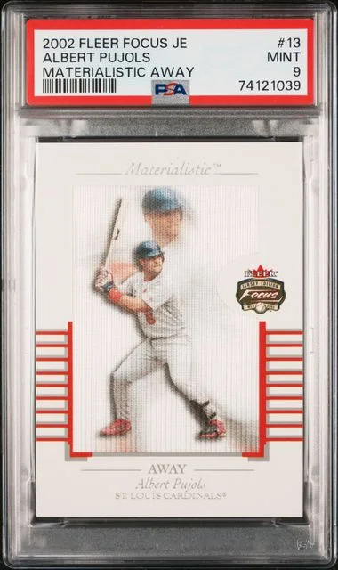 2002 Fleer Focus Albert Pujols Jersey Edition Materialistic Away #13 card image