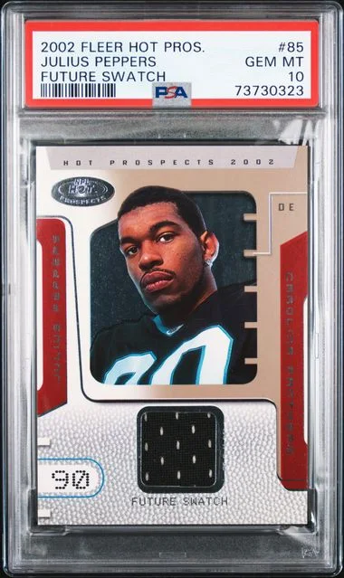 2002 Fleer Hot Prospects Julius Peppers Future Swatch #85 card image