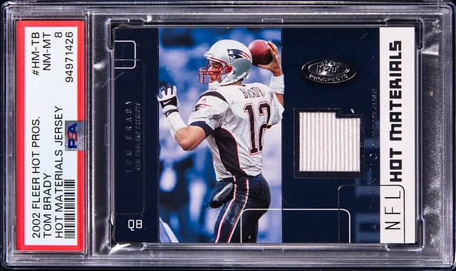 2002 Fleer Hot Prospects Tom Brady Hot Materials Jersey #HM-TB card image