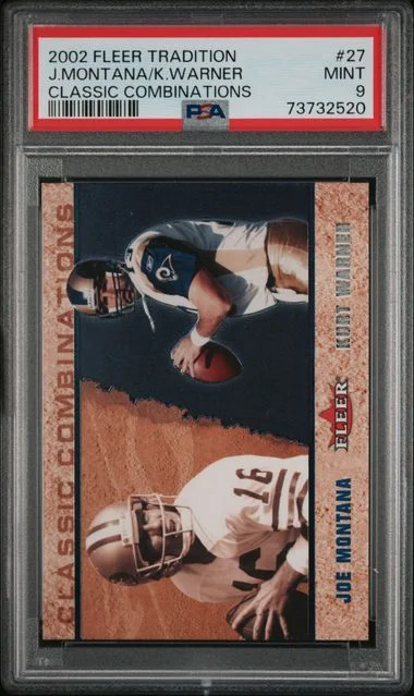 2002 Fleer Tradition Joe Montana/Kurt Warner Classic Combinations #27 card image