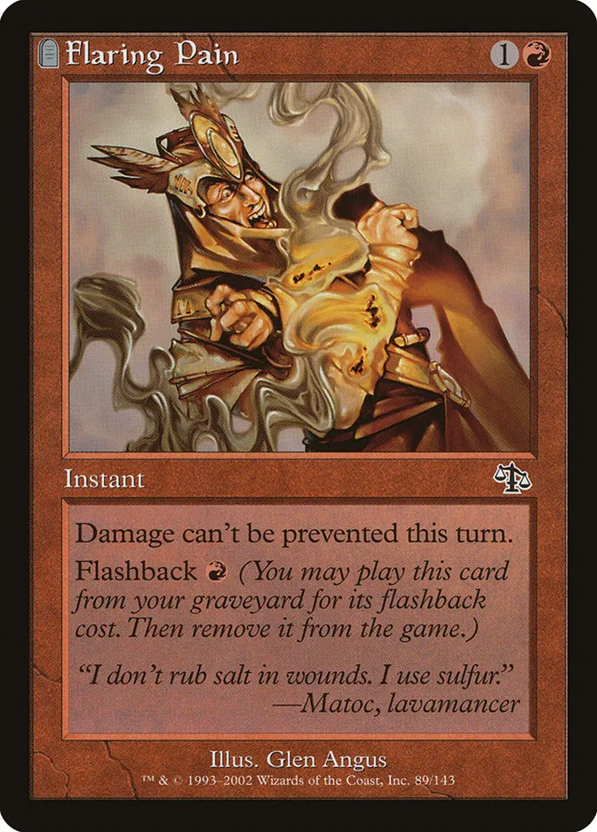 2002 Judgment Flaring Pain common #89 unlisted card image