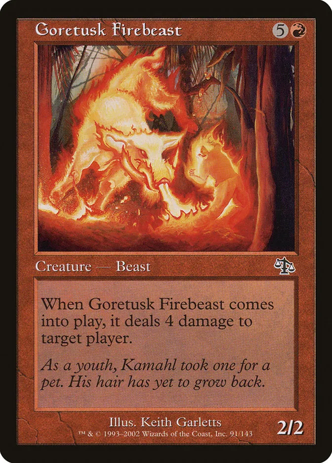 2002 Judgment Goretusk Firebeast common #91 unlisted card image
