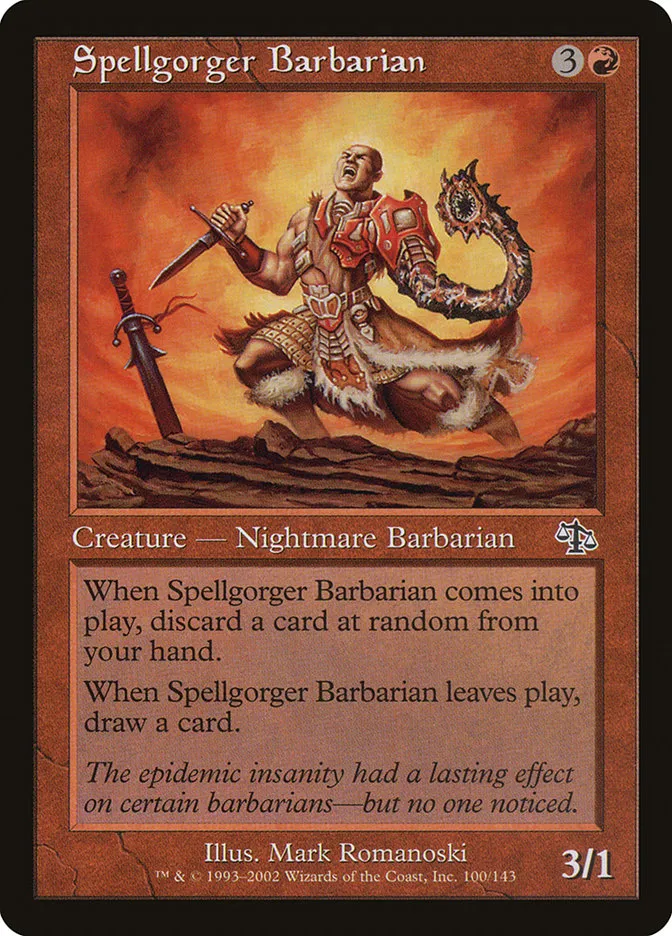 2002 Judgment Spellgorger Barbarian common #100 unlisted card image