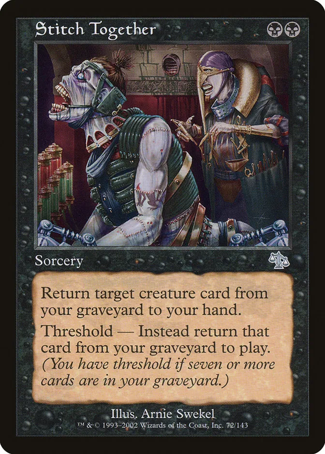 2002 Judgment Stitch Together uncommon #72 unlisted card image