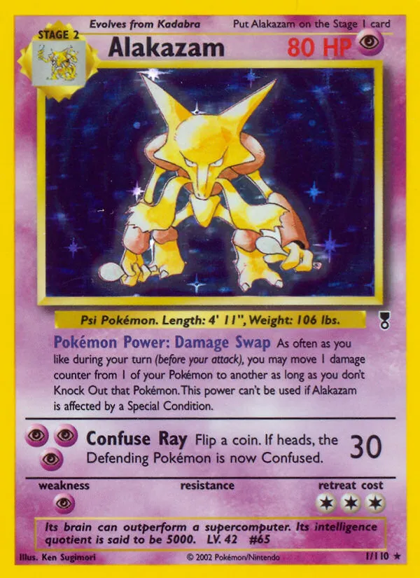 2002 Legendary Collection Alakazam Rare Holo #001/110 Rare Holo card image