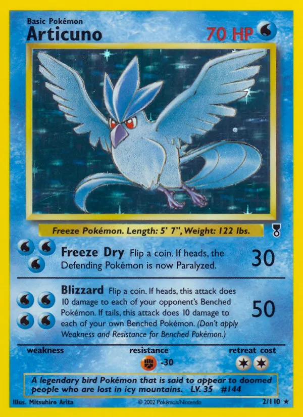 2002 Legendary Collection Articuno Rare Holo #002/110 Rare Holo card image