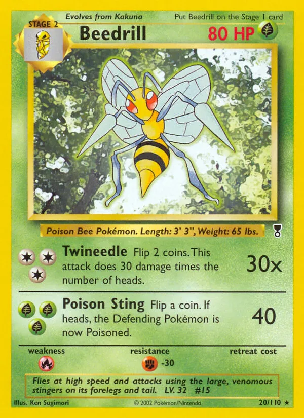 2002 Legendary Collection Beedrill #020/110 Rare card image