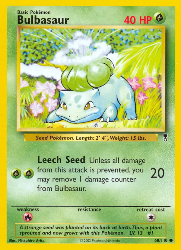 2002 Legendary Collection Bulbasaur Common #068/110 Common card image