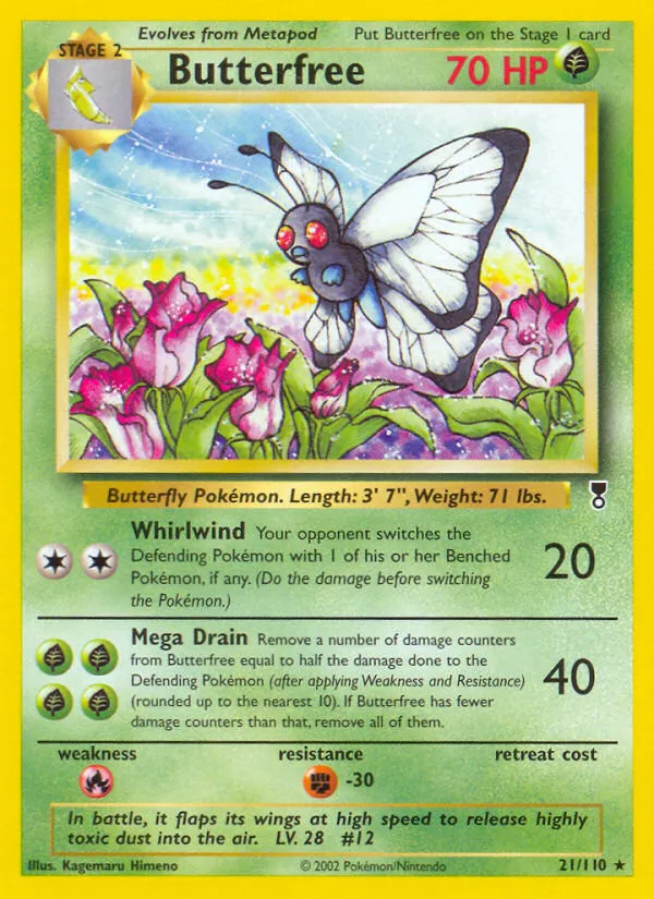 2002 Legendary Collection Butterfree #021/110 Rare card image