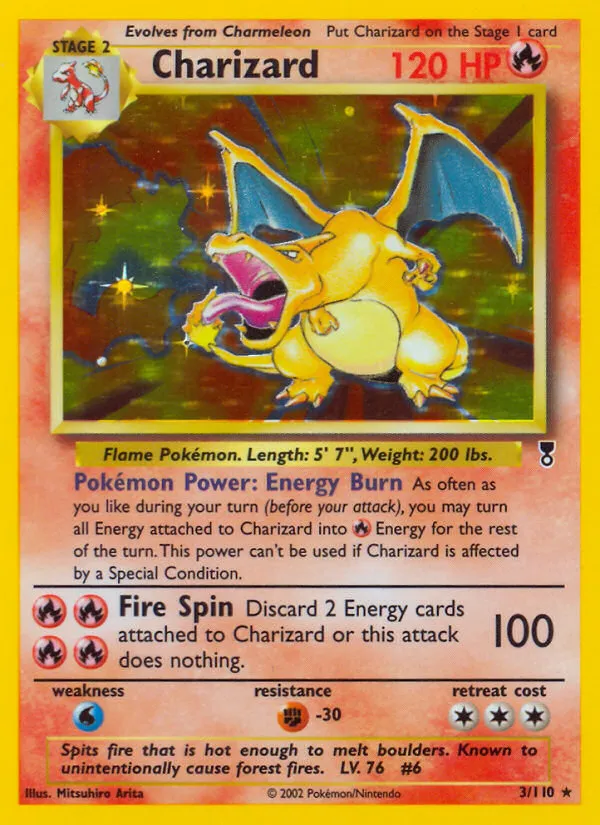 2002 Legendary Collection Charizard Rare Holo #003/110 Rare Holo card image