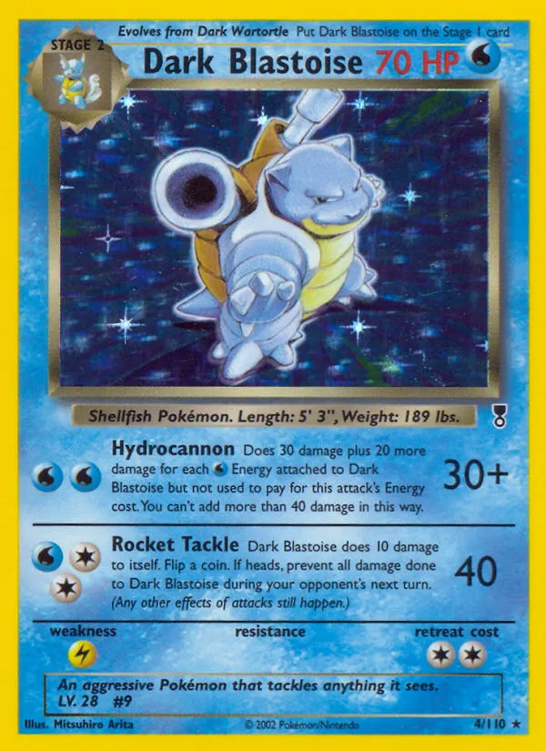 2002 Legendary Collection Dark Blastoise Rare Holo #004/110 Rare Holo card image