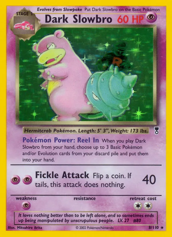 2002 Legendary Collection Dark Slowbro Rare Holo #008/110 Rare Holo card image