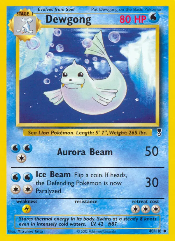 2002 Legendary Collection Dewgong #040/110 Uncommon card image