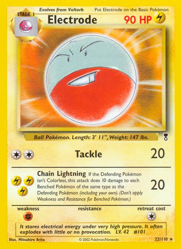 2002 Legendary Collection Electrode Rare #022/110 Rare card image
