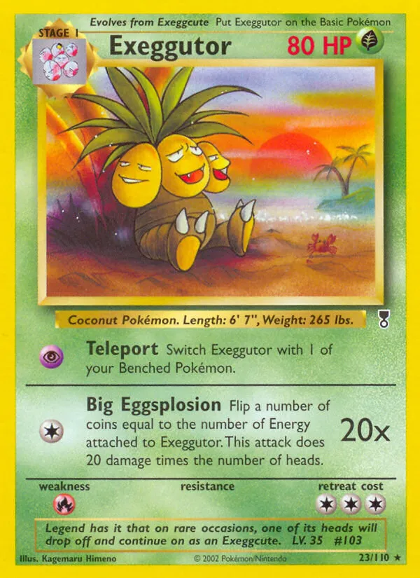 2002 Legendary Collection Exeggutor #023/110 Rare card image