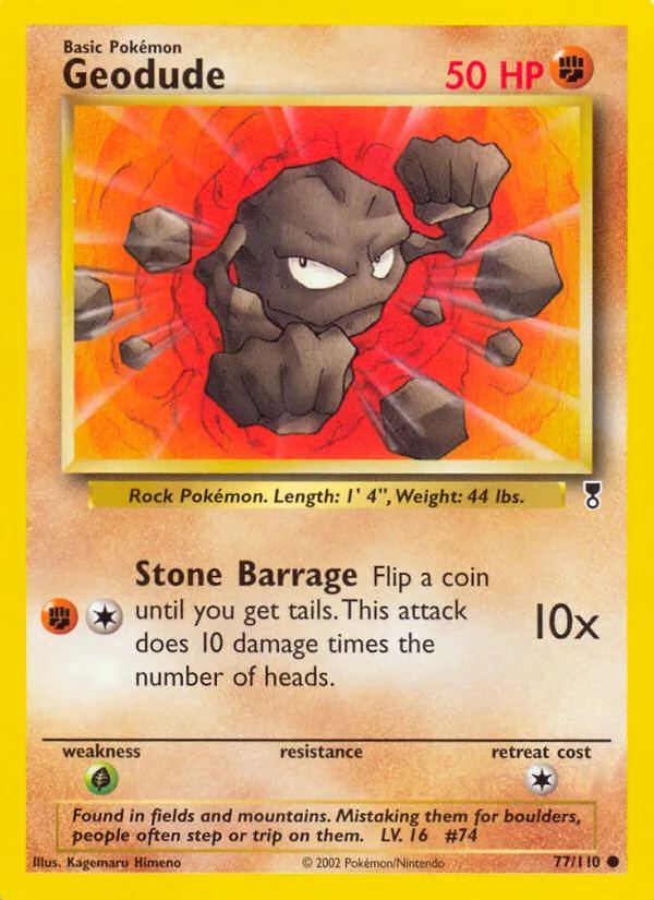 2002 Legendary Collection Geodude Common #077/110 Common card image