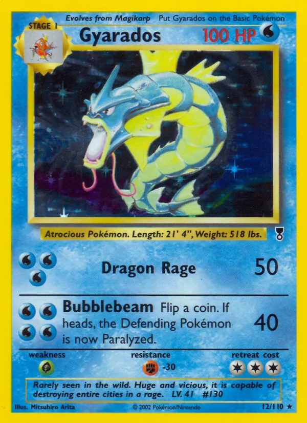 2002 Legendary Collection Gyarados Rare Holo #012/110 Rare Holo card image