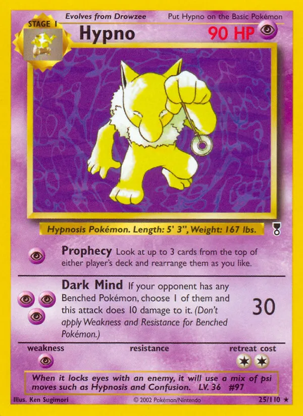 2002 Legendary Collection Hypno #025/110 Rare card image