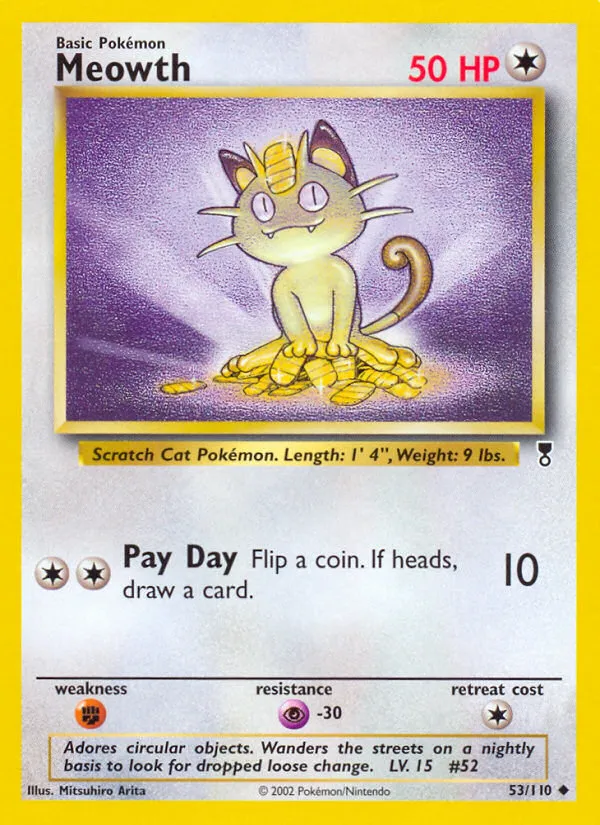 2002 Legendary Collection Meowth Uncommon #053/110 Uncommon card image