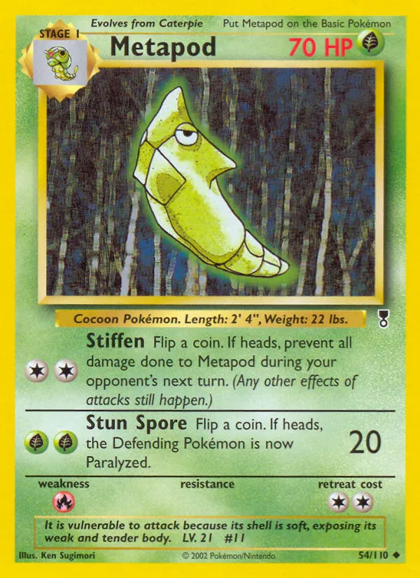 2002 Legendary Collection Metapod Uncommon #054/110 Uncommon card image