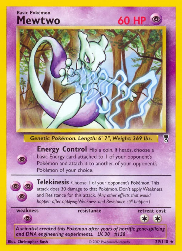 2002 Legendary Collection Mewtwo #029/110 Rare card image