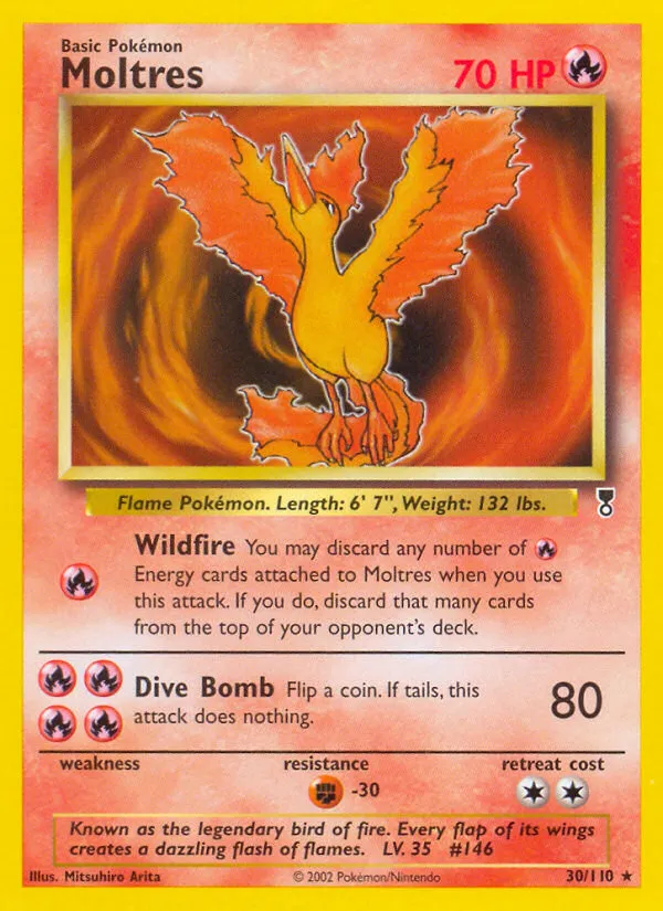 2002 Legendary Collection Moltres #030/110 Rare card image